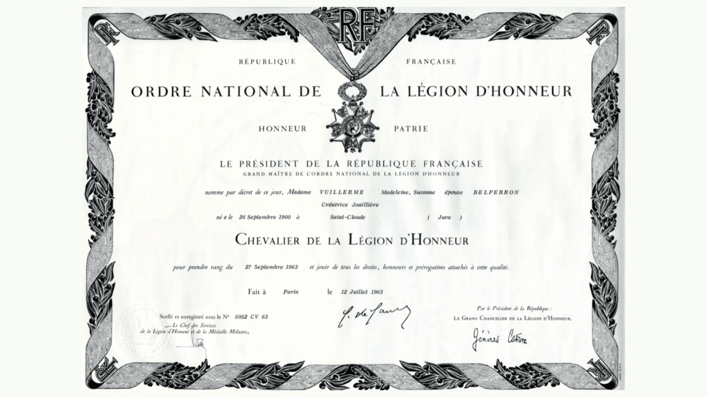 Légion d'Honneur de Suzanne Belperron ©Olivier Baroin