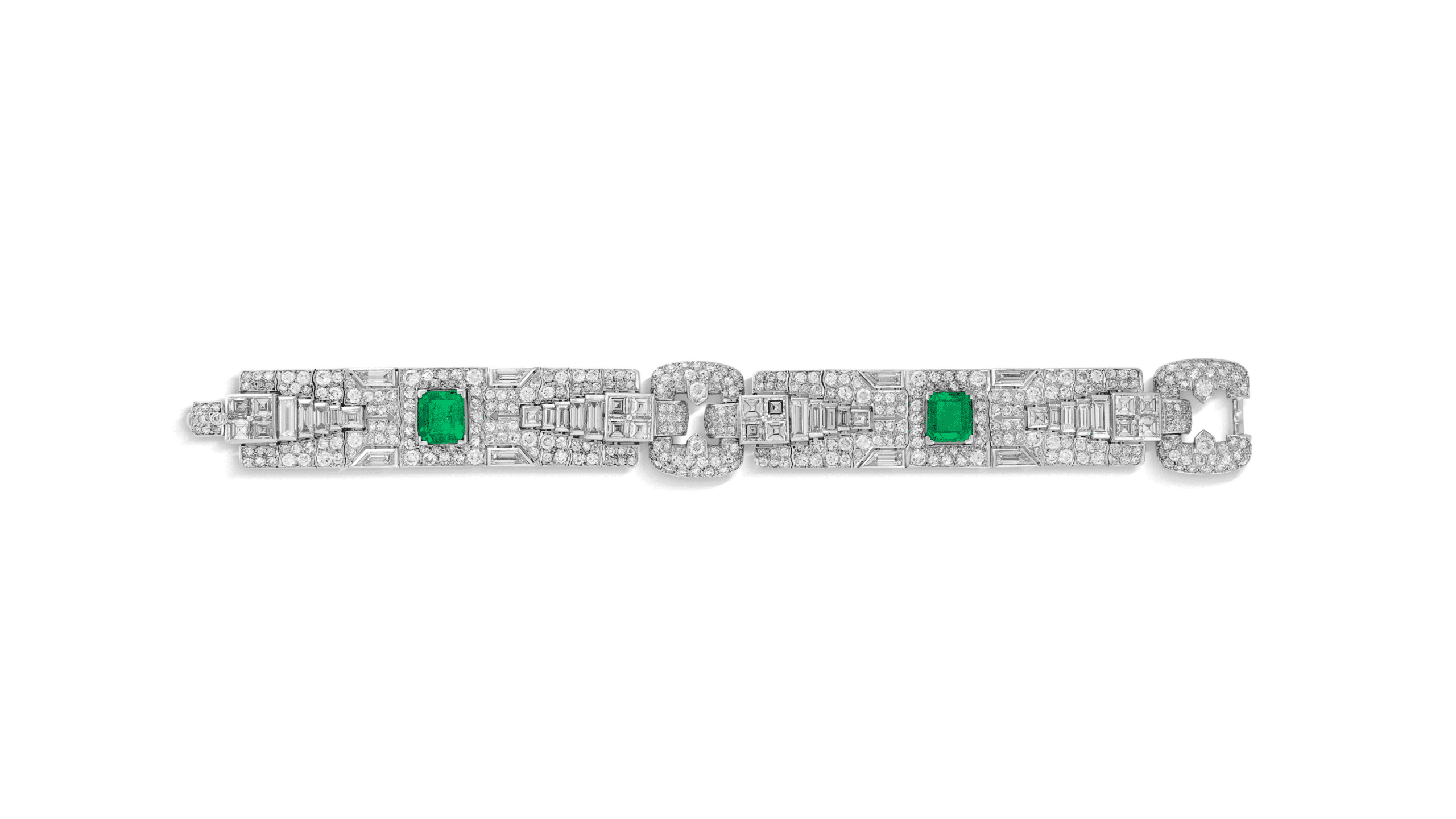 Bracelet Art Déco émeraudes et diamants par Cartier