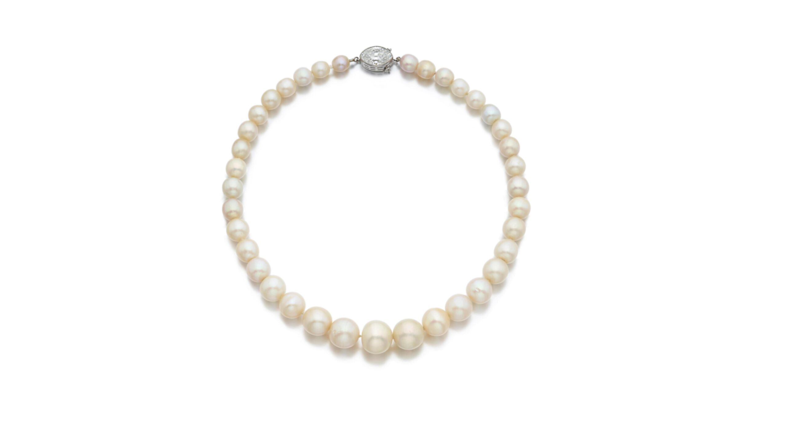 Exceptional natural pearl and diamond necklace, circa 1920