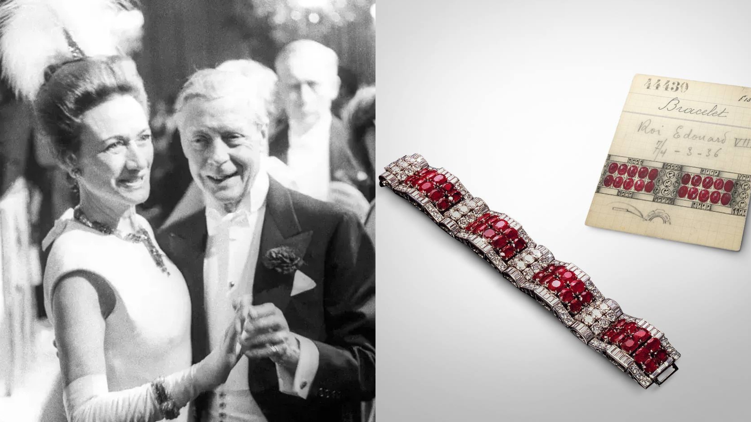 Wallis Simpson, Duchess of Windsor wearing a Van Cleef & Arpels bracelet and necklace